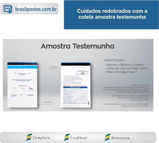 Cuidados redobrados com a coleta amostra testemunha