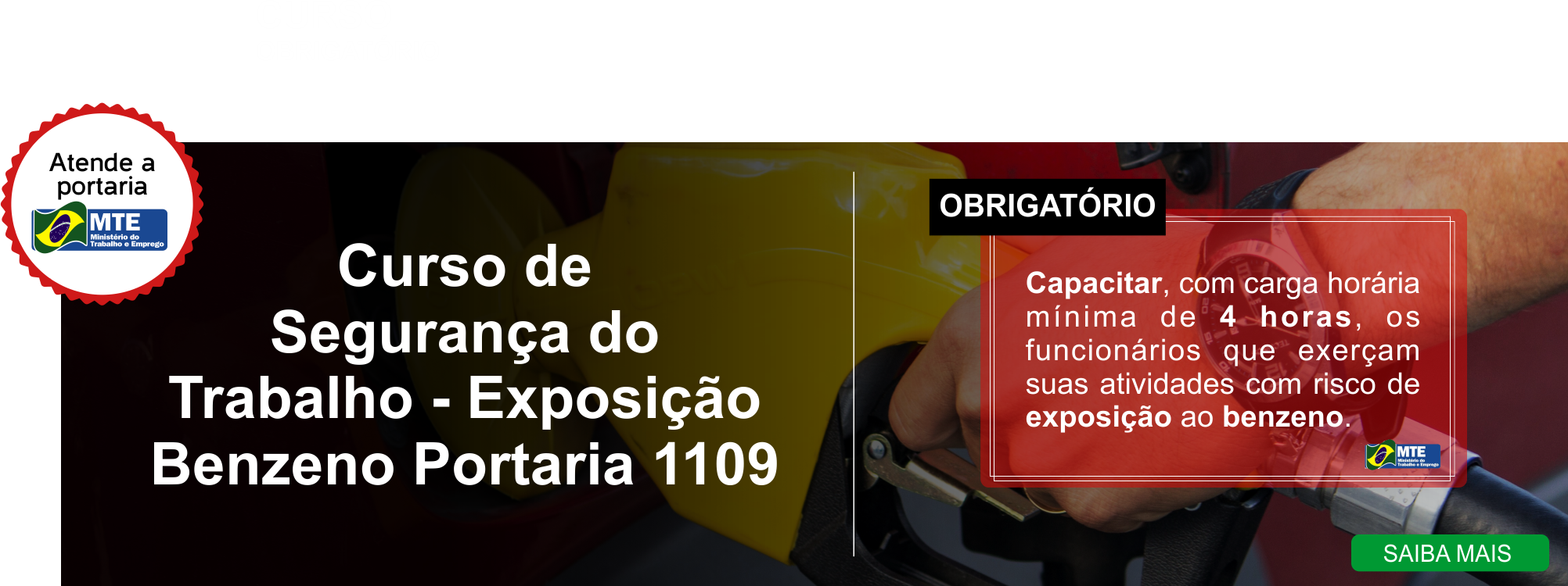 Banner Categoria - Segurança do Trabalho - Exposição ao Benzeno - Portaria 1109