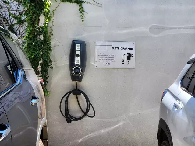 Foto de ponto de abastecimento de carros elétricos em salão de beleza