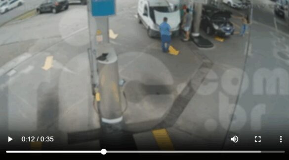 Frentista é agredido com soco por cliente em posto de combustíveis de Curitiba; veja vídeo