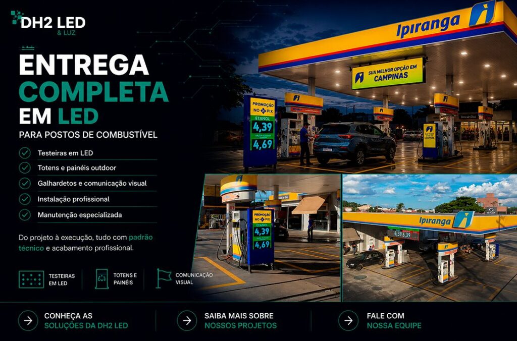 PAINÉIS DE LED GANHAM ESPAÇO EM POSTOS E SE TORNAM DIFERENCIAL COMPETITIVO NO SETOR