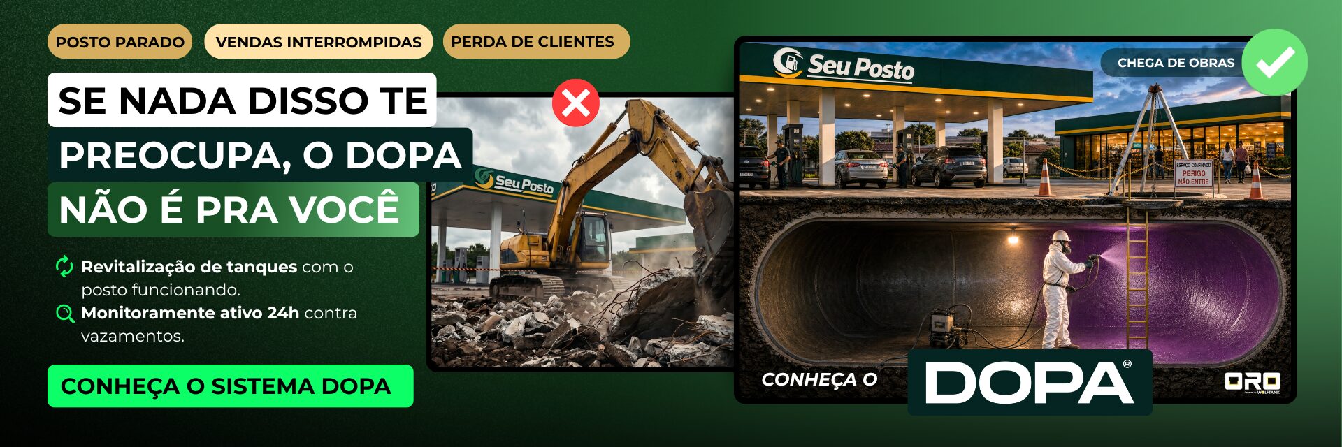 Seu posto não pode parar — revitalize seus tanques com o Sistema DOPA