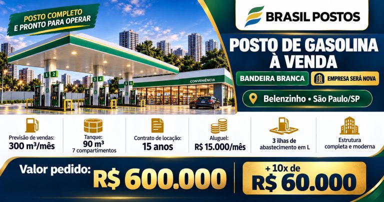 Posto de combustíveis à venda no Belenzinho: oportunidade estratégica em São Paulo