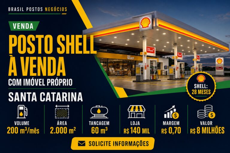 Posto Shell com imóvel próprio à venda em Santa Catarina