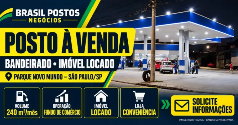 Posto bandeirado à venda na Zona Norte de São Paulo com 240 m³ por mês