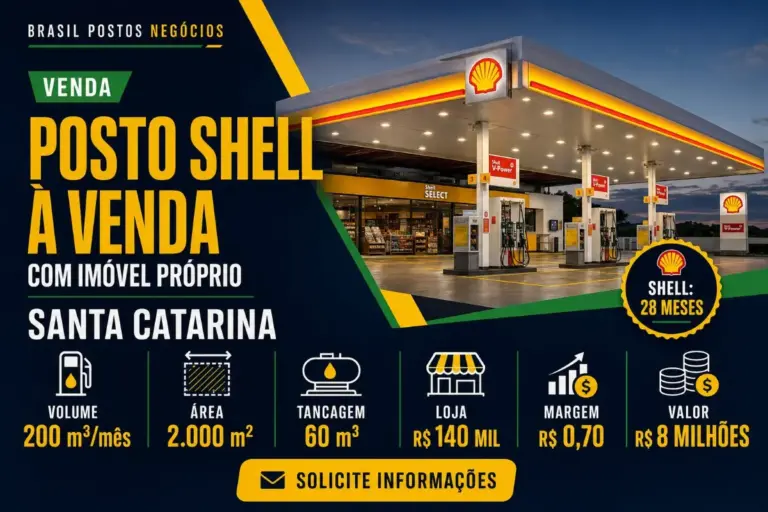Posto Shell com imóvel próprio à venda em Santa Catarina