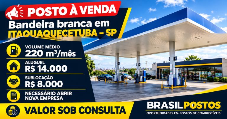 Posto à venda em Itaquaquecetuba com volume de 220 m³/mês