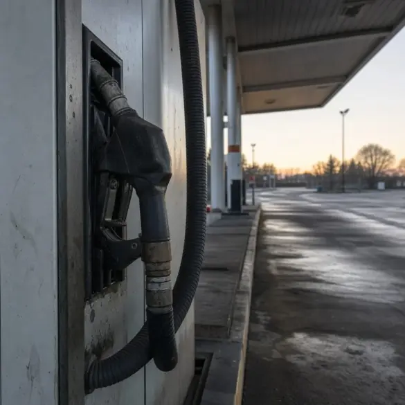 Bico de diesel de alta vazão pendurado no suporte de uma bomba em pista de caminhões